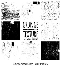 Grunge black textures on white background. Vector set for your design
