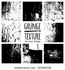 Grunge black textures on white background. Vector set for your design