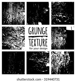 Grunge black textures on white background. Vector set for your design