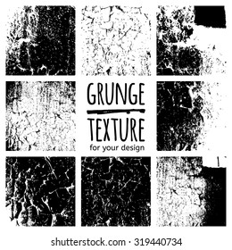 Grunge black textures on white background. Vector set for your design