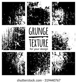Grunge black textures on white background. Vector set for your design