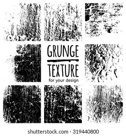 Grunge black textures on white background. Vector set for your design