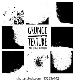 Grunge black textures on white background. Vector set for your design