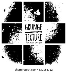 Grunge black textures on white background. Vector set for your design