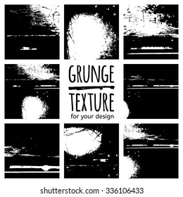 Grunge black textures on white background. Vector set for your design