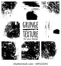 Grunge black textures on white background. Vector set for your design