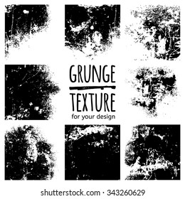 Grunge black textures on white background. Vector set for your design