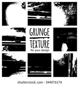 Grunge black textures on white background. Vector set for your design
