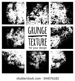 Grunge black textures on white background. Vector set for your design