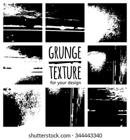 Grunge black textures on white background. Vector set for your design