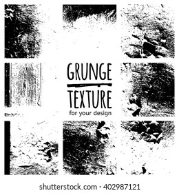 Grunge black textures on white background. Vector set for your design