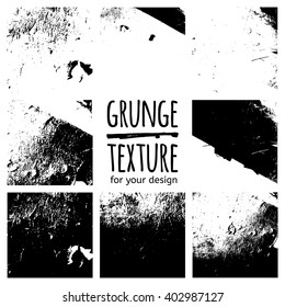 Grunge black textures on white background. Vector set for your design