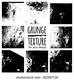 Grunge black textures on white background. Vector set for your design