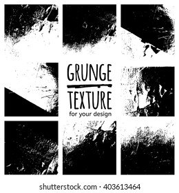 Grunge black textures on white background. Vector set for your design