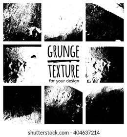 Grunge black textures on white background. Vector set for your design