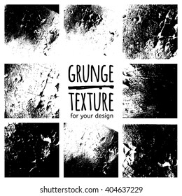 Grunge black textures on white background. Vector set for your design