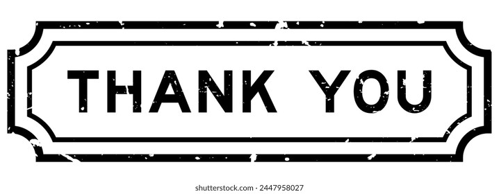 Grunge black thank you word rubber seal stamp on white background