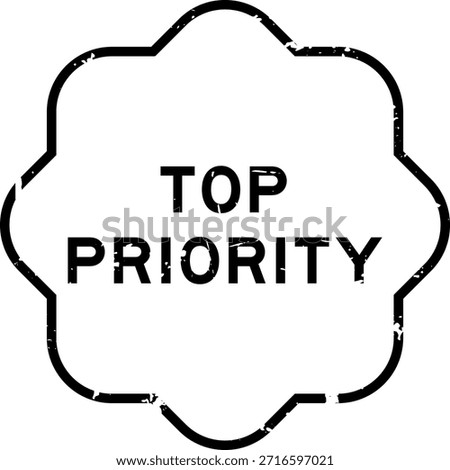Grunge black top priority word rubber seal stamp on white background