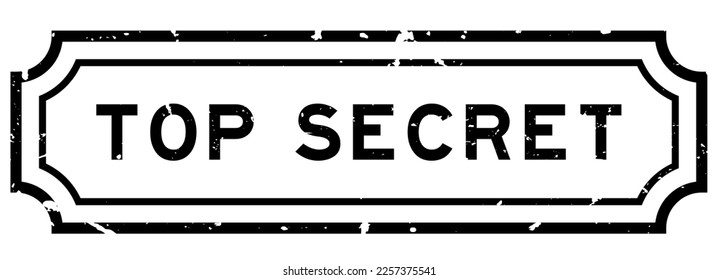 Grunge black top secret word rubber seal stamp on white background