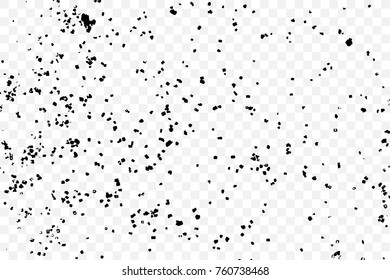 Grunge black and transparent dirty texture template. Messy dust overlay distress background. Abstract dotted effect of noise, grain, sand, old scratch stock visual. Vector.