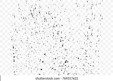 Grunge black and transparent dirty texture template. Messy dust overlay distress background. Abstract dotted effect of noise, grain, sand, old scratch stock visual. Vector.