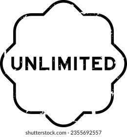 Grunge black unlimited word rubber seal stamp on white background