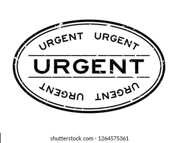 Grunge black urgent word oval rubber seal stamp on white background