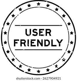 Grunge black user friendly word round seal stamp on white background