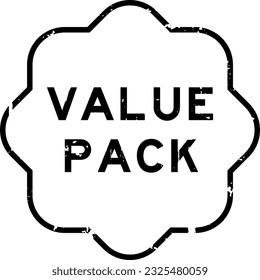 Grunge black value pack word rubber seal stamp on white ckground