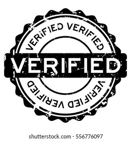 Grunge black verified round rubber seal stamp