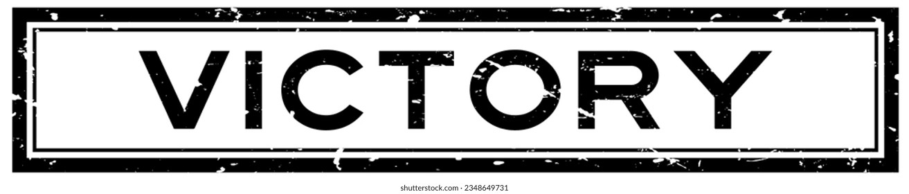 Grunge black victory word square rubber seal stamp on white background