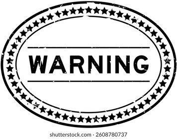 Grunge black warning word oval rubber seal stamp on white background