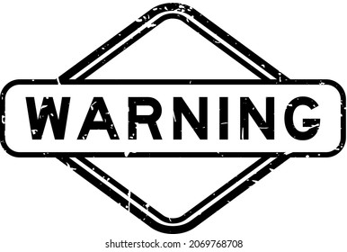 Grunge black warning word rubber square seal stamp on white background