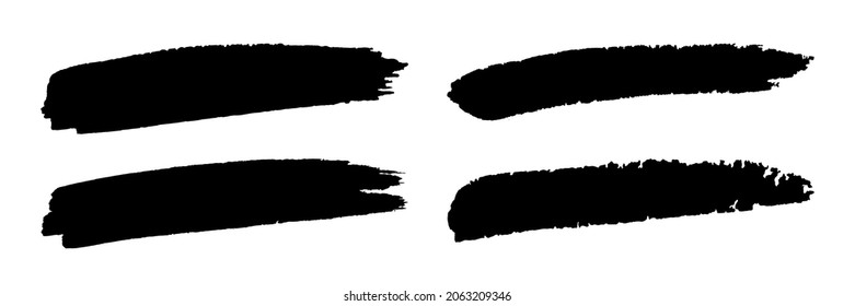 Grunge black watercolor brush stroke set. Paintbrush stroke. Brush smear. Hand drawn brushstroke. Vector illusrtation