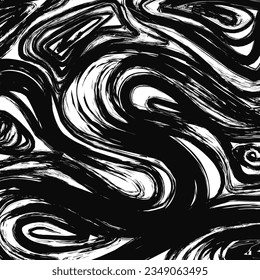 Grunge schwarze Welle wirl Textur. Vektorhintergrund