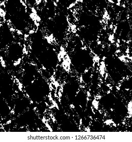 Grunge black and white abstract background. Vintage old surface in scratches, chips, cracks. Pattern for printing dirt, stains, scuffs. Texture monochrome dark