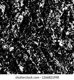 Grunge black and white abstract background. Vintage old surface in scratches, chips, cracks. Pattern for printing dirt, stains, scuffs. Texture monochrome dark