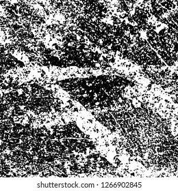 Grunge black and white abstract background. Vintage old surface in scratches, chips, cracks. Pattern for printing dirt, stains, scuffs. Texture monochrome dark