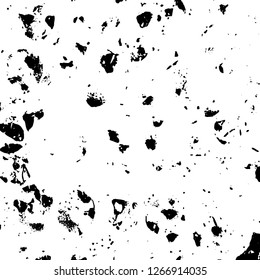 Grunge black and white abstract background. Vintage old surface in scratches, chips, cracks. Pattern for printing dirt, stains, scuffs. Texture monochrome dark