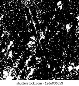Grunge black and white abstract background. Vintage old surface in scratches, chips, cracks. Pattern for printing dirt, stains, scuffs. Texture monochrome dark