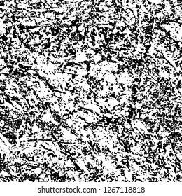 Grunge black and white abstract background. Vintage old surface in scratches, chips, cracks. Pattern for printing dirt, stains, scuffs. Texture monochrome dark