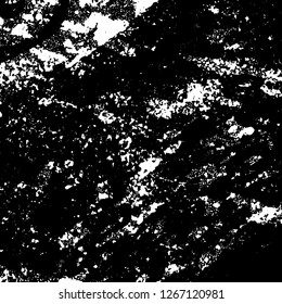 Grunge black and white abstract background. Vintage old surface in scratches, chips, cracks. Pattern for printing dirt, stains, scuffs. Texture monochrome dark