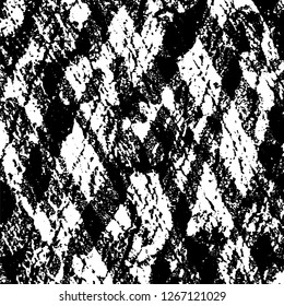 Grunge black and white abstract background. Vintage old surface in scratches, chips, cracks. Pattern for printing dirt, stains, scuffs. Texture monochrome dark