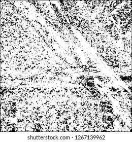 Grunge black and white abstract background. Vintage old surface in scratches, chips, cracks. Pattern for printing dirt, stains, scuffs. Texture monochrome dark