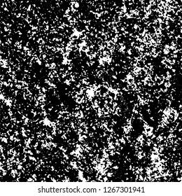 Grunge black and white abstract background. Vintage old surface in scratches, chips, cracks. Pattern for printing dirt, stains, scuffs. Texture monochrome dark