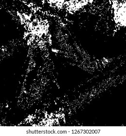Grunge black and white abstract background. Vintage old surface in scratches, chips, cracks. Pattern for printing dirt, stains, scuffs. Texture monochrome dark