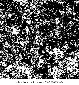 Grunge black and white abstract background. Vintage old surface in scratches, chips, cracks. Pattern for printing dirt, stains, scuffs. Texture monochrome dark