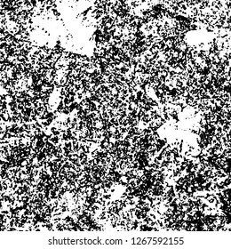 Grunge black and white abstract background. Vintage old surface in scratches, chips, cracks. Pattern for printing dirt, stains, scuffs. Texture monochrome dark