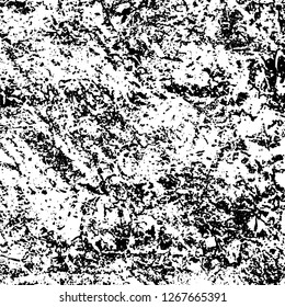 Grunge black and white abstract background. Vintage old surface in scratches, chips, cracks. Pattern for printing dirt, stains, scuffs. Texture monochrome dark