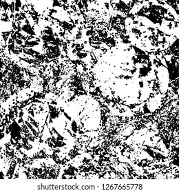 Grunge black and white abstract background. Vintage old surface in scratches, chips, cracks. Pattern for printing dirt, stains, scuffs. Texture monochrome dark